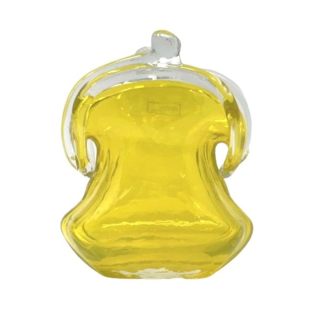 Vtg Design Society Murano Style Yellow Art Glass Blown Coin Purse Retro Chic